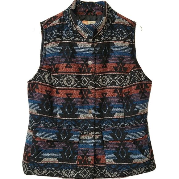Ruff Hewn Puffer West Wool Blend Quilted Aztec Navajo Western Sz S - Picture 1 of 9